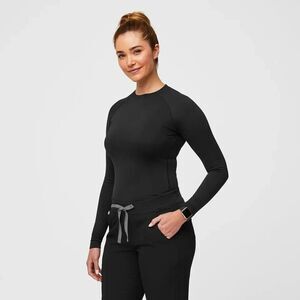 FIGS Womens Salta Performance Underscrub Black XS W22KW1010 Long Sleeve Seamless